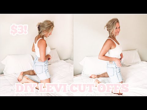 DIY LEVI CUT OFFS | HOW TO TURN THRIFTED LEVI JEANS INTO CUT OFF SHORTS