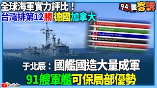 【94要客訴】全球海軍實力評比！台灣排第12勝德國加拿大！于北辰：國艦國造大量成軍！91艘軍艦可保局部優勢！