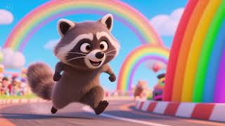 Run Run Rainbow with Raccoon – A Fun Color Chase Song for Kids