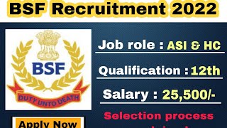BSF Head Constable Ministerial recruitment 2022 l bsf recruitment 2022 l bsf head constable 2022
