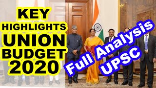 Union Budget 2020 - Full Analysis for UPSC, IAS, CDS, NDA, SSC CGL