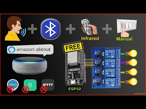 ESP32 Home Automation using Amazon Alexa + Bluetooth + IR Remote with FREE IoT platform