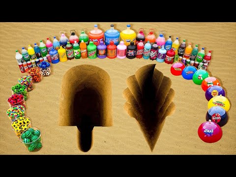 How to make Rainbow Ice Cream with Cement & Orbeez, Big Fanta, Pepsi, Coca Cola vs Mentos