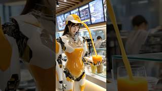 Smoothie store where humanoid serves smoothies #IRC #robot #aiart #humanoid #shorts