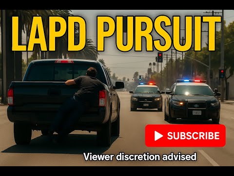 Man holds onto truck during police chase