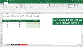 Discount Percentage Calculation formula in Excel 2016