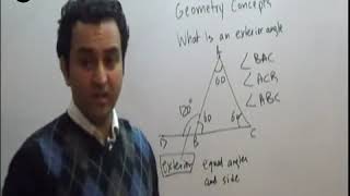 Pacans Basic Math in Urdu/Hindi: How to calculate exterior angle of a triangle?