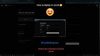 How to deploy in Vercel #shorts #trending #trendingshorts#vercel #HumBhiEngineer#developer#frontend