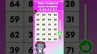 🎯 Puzzle Challenge: Find the 3 Hidden Number Pairs! | 세 쌍의 숫자 찾기
