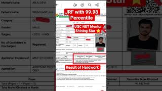 JRF with 99.98 Percentile | UGC NET Result 2025 #ugcnet #ugcnetresult #ugcnet2025 #ntanet  #shorts