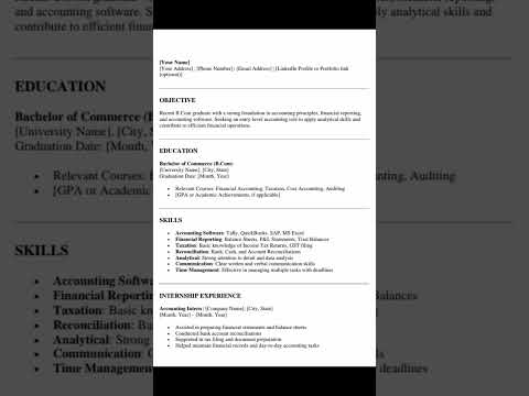 Sample Resume of Accountant ||How to create Resume ||#resume #accountantresume #cv #shorts