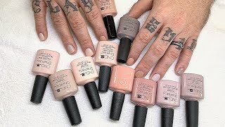 SWATCHING 10 NUDE CND SHELLAC COLORS + CND PEARL TOP COAT!!