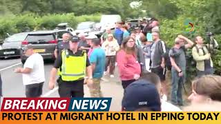 BREAKING NEWS: SCENES AT MIGRANT HOTEL PROTEST IN EPPING TODAY
