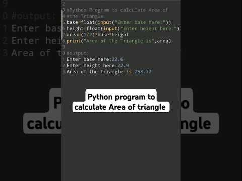 Python program to Calculate Area of Triangle #pythonprograms #pythoncoding #pythoninterviewprograms