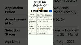 SBI PO 2025 Notification Out 🎉🤯#sbi #sbipo #vacancy #notification #bankerslife #sbipo2025#ytshorts