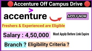 Accenture new bulk Hiring role l Salary : 4.5 Lpa l Accenture latest off campus drive recruitment