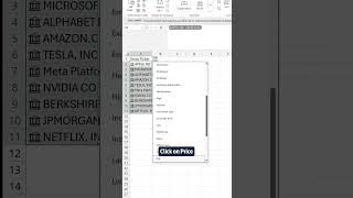 Stock Price in Excel #excel #exceltips #spreadsheet #spreadsheettips #excelhacks #excelmagic