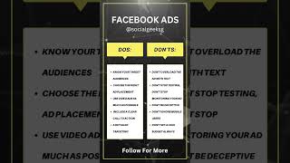 The Do’s & Don’ts Of Facebook Ads📋Facebook Advertising #facebookadstips #fbads #facebookadvertising