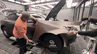 WAL GARAGE #Tesla #Model3 #禿鷹SMT09 #電光金屬棕灰 全車改色膜