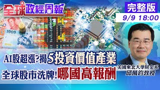 【全球政經周報】全球股市大洗牌!疫情前後"哪國"低風險.高報酬 AI股超漲了嗎?投資價值5產業曝光 新禁令限美國資金投陸高科技!揭近年中國千家AI募巨資20230909@中天財經頻道CtiFinance