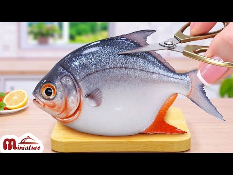 How To Grilled Fish With Vegetables In Mini Kitchen | ASMR Cooking Mini Food