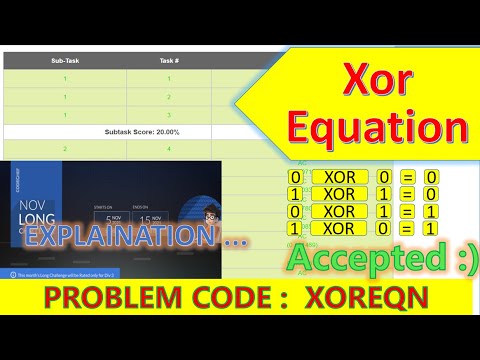 #codechef #long #challenge XOR EQUATION bitset solution 🔥✅ explanation || #code #contest