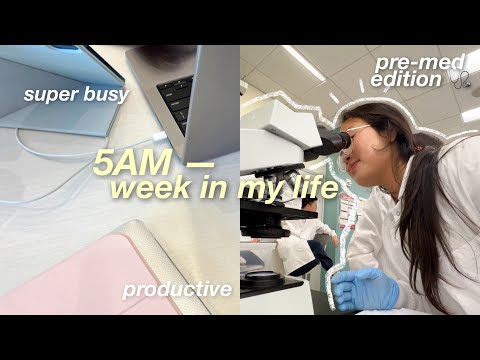 5AM uni life | 👩🏻‍💻 PRE-MED week in my life, productive + realistic daily routine 🩺