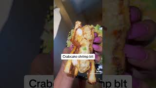 This crab cake shrimp blt was so bomb ! #seafood #crabcake #shrimp #recipes
