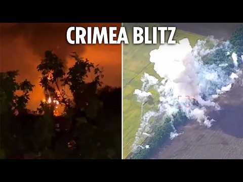 Explosions tear through Russian airbase as Ukraine JET drones hit Crimea