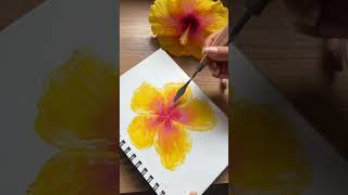 Drawing hibiscus flower with oil pastels ✨🌺 #art #artdrawing #trending