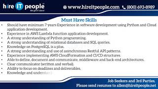 Cloud Platform Jobs | Amazon Webservices(AWS) Jobs | Irvine, CA | Job ID: 34508 |