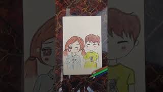 Wink Eye Girl With Boy😱🔥 #theartlovers #art #viral #quickvideo #creative #satisfying #coupledrawing