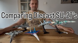 Sukhoi SU-27 comparing 4 brands JC Wings, Herpa, Witty Wings and Hobby Master diecast airplanes