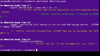Shellcheck:  a shell script linter -- quick intro