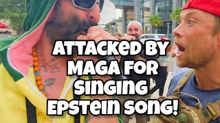 Attacked by MAGA for singing Epstein Plane - At Charlie Kirk Turning Point- Robby Roadsteamer