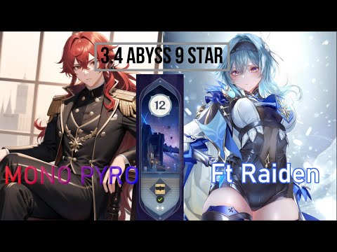 Diluc Mono Pyro & Eula+Raiden || 3.4 Abyss 12【Genshin Impact】