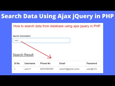 Ajax Live Data Search with jQuery PHP MySQL