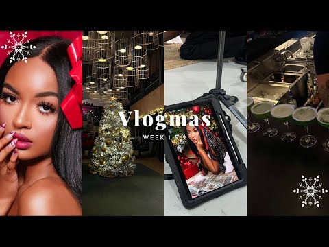 vlogmas week 1 and 2: christmas shoot, night out with friends, lashes, christmas bar + more