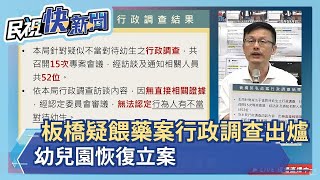 快新聞／新北板橋疑餵藥案行政調查出爐　幼兒園恢復立案－民視新聞