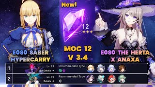 E0S0 Saber Hypercarry & E0S0 The Herta x Anaxa | New MOC12 | 3 Stars | HSR | V3.4 |