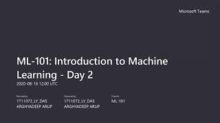 ML-101: Introduction to Machine Learning - Day 2