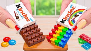 Kinder Chocolate vs Rainbow Cake | Satisfying Rainbow Kinder Joy Cake Recipe With Chocolate