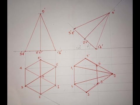 how to draw projection of a Hexagonal pyramid !! All In One