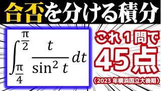 合否を分ける積分④【1問45点の良問】（2023 横浜国立大）