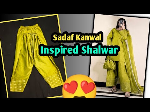 Sadaf Kanwal inspired shalwar cutting& stitching | Viral Pakistani Farshi shalwar cutting&stitching
