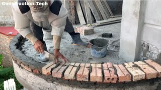 Master Worker Skills Complete Round Balcony From Bricks And Cement