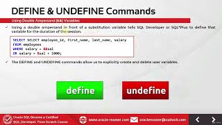 6.2 Using Substitution Variables [Double Ampersand && and DEFINE & UNDEFINE Commands]