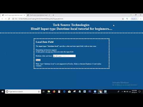Html5 Input type datetime-local | Input type = "datetime-local" | Html5 Input types