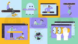 World wide web search animated bento grid layout