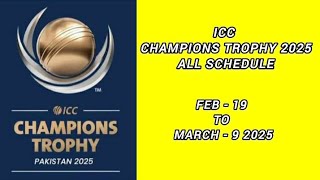 icc champions trophy 2025 schedule || icc men's champions trophy 2025 schedule